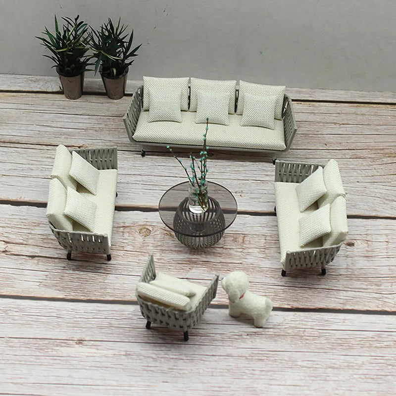 Dollhouse Miniature Furniture, Pretend Play Toy, Sofa Model for Children's Photo Props.