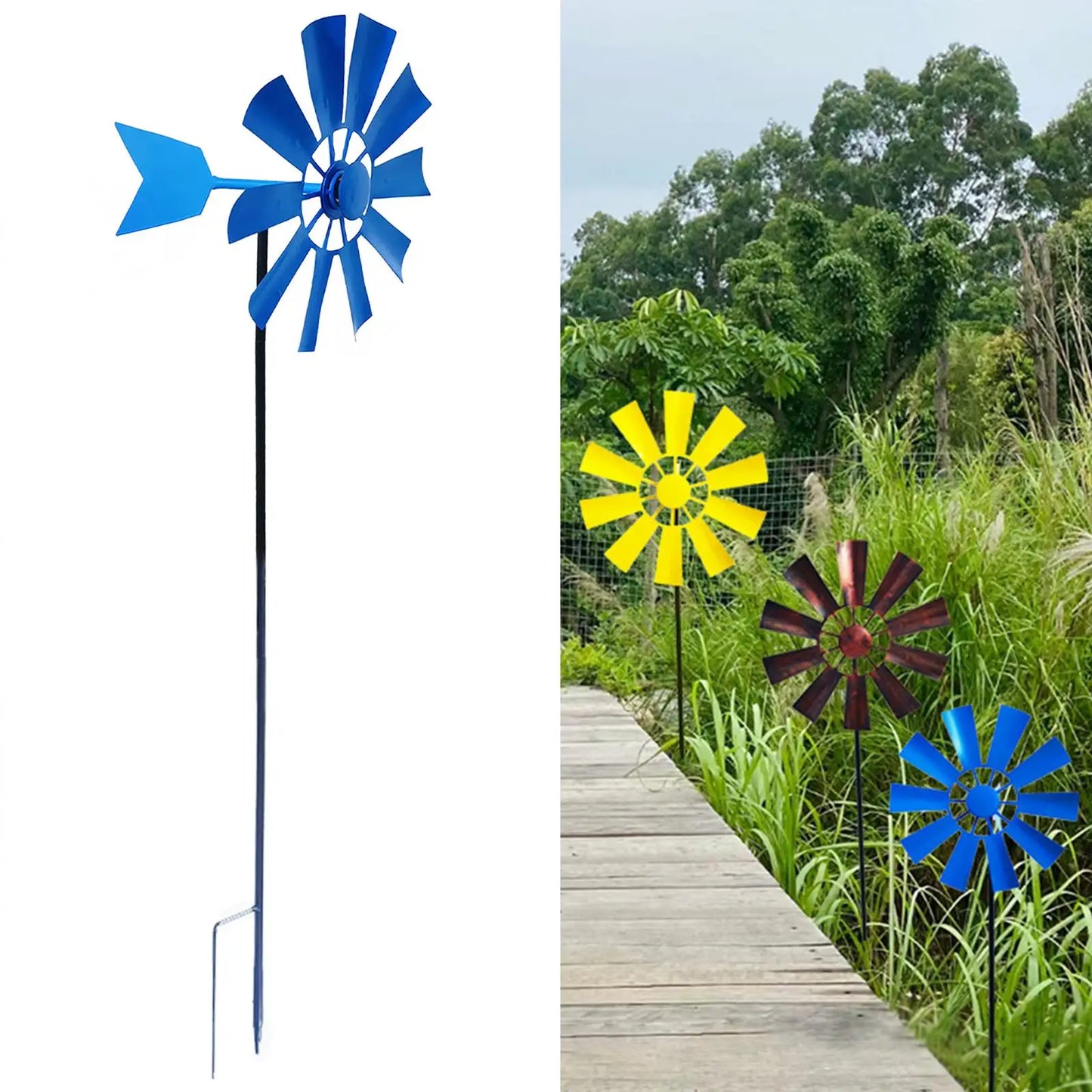 28in  Decorative Lawn Ornament Wind Mill Wind Sculpture Metal