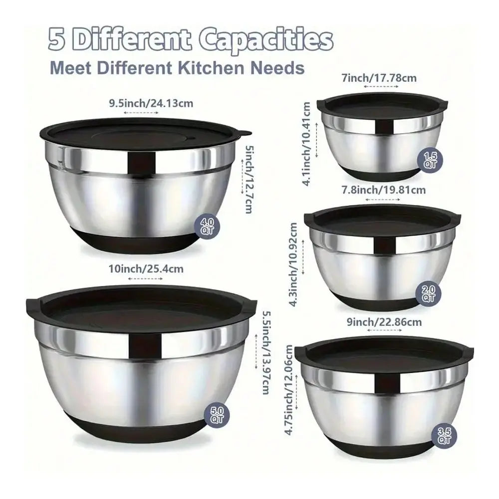 13Pcs 304 Stainless Steel Mixing Bowls With Lids Set Of 8 18 Nesting Bowls With Airtight Lids13Pcs 304 Stainless Steel Mixing Bowls With Lids Set Of 8 18 Nesting Bowls With Airtight Lids