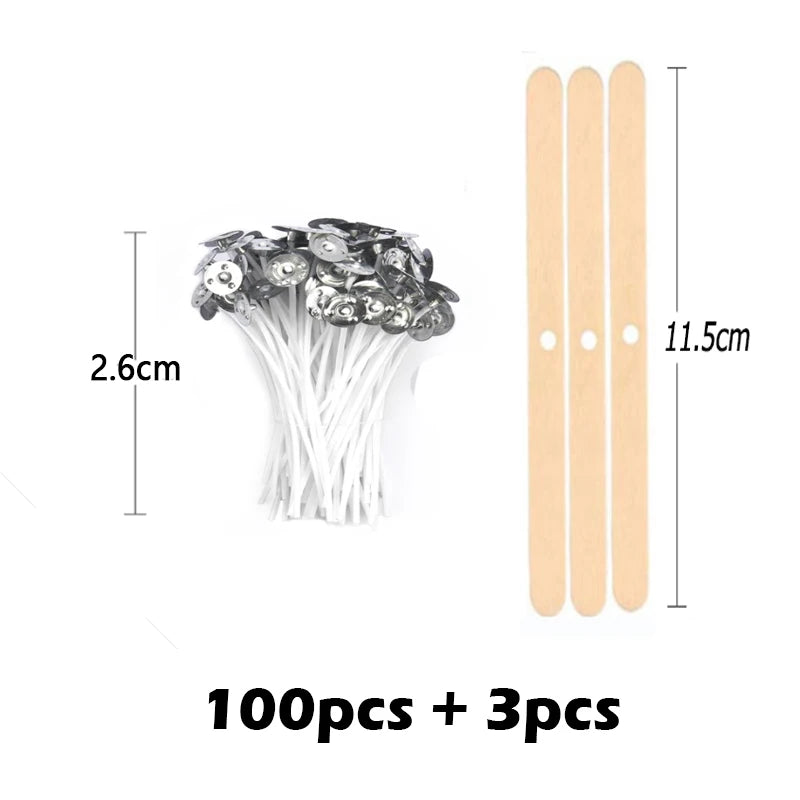 Multiple Sizes Waxed Cotton Thread Candle Wick 100pcs/set Smokeless Wick & Holder