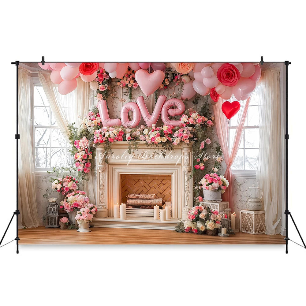 Valentines Day Backdrops Child Baby Photo Props Adult Kids Decors Heart-Shaped  Balloons Photography Studio Backgrounds