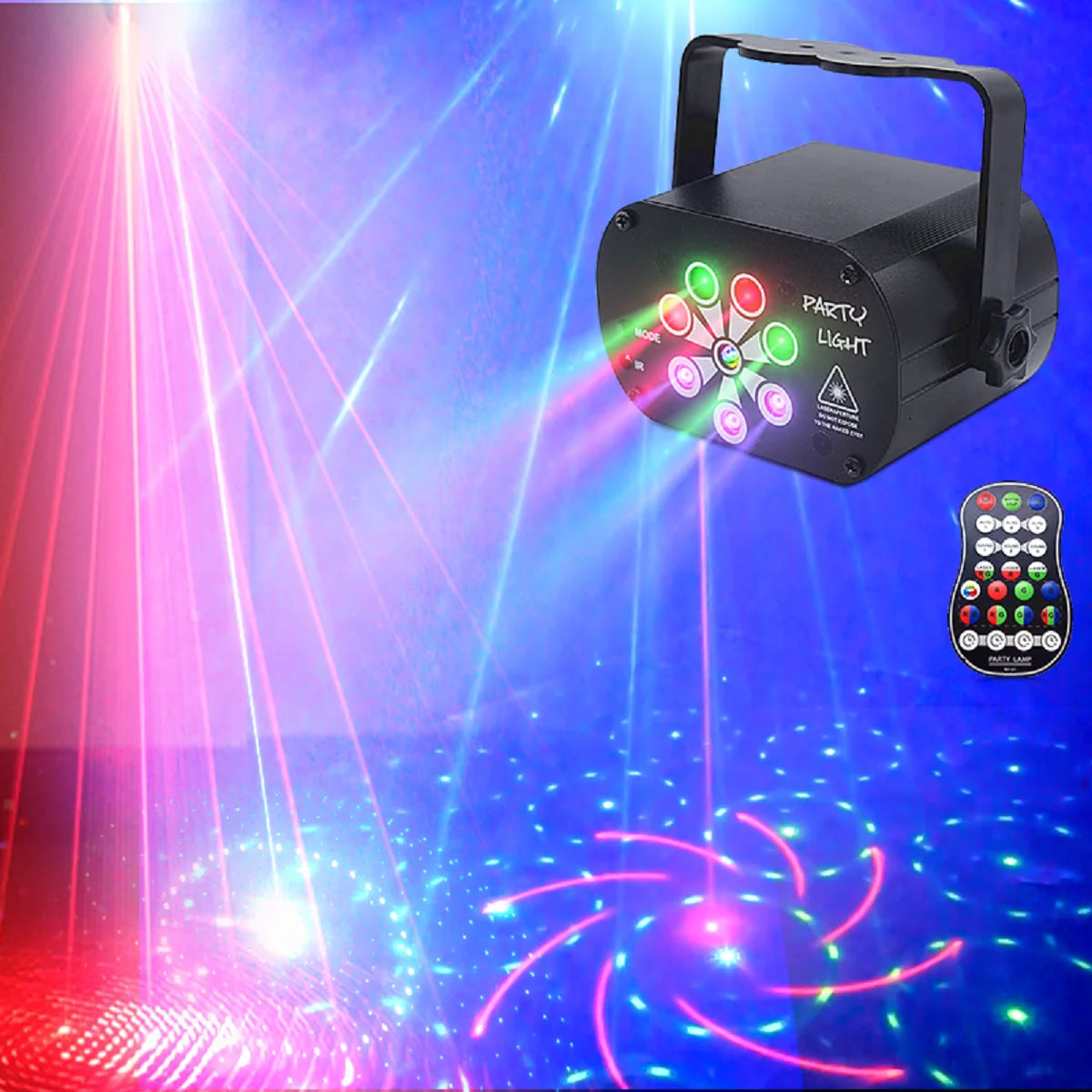 DJ Lamp - Disco Party Lamp - USB 8-Pin Multi-Pattern Remote Control Sound-Controlled Strobe Lamp