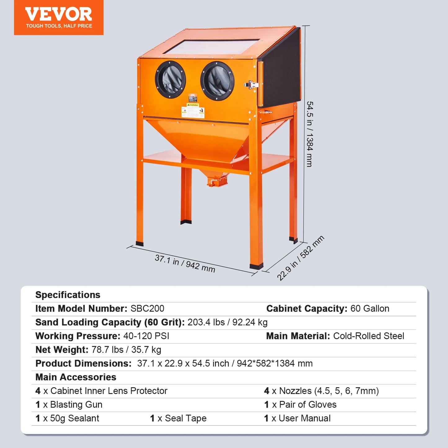 SucceBuy 25/40/60Gallon Sandblasting Cabnet