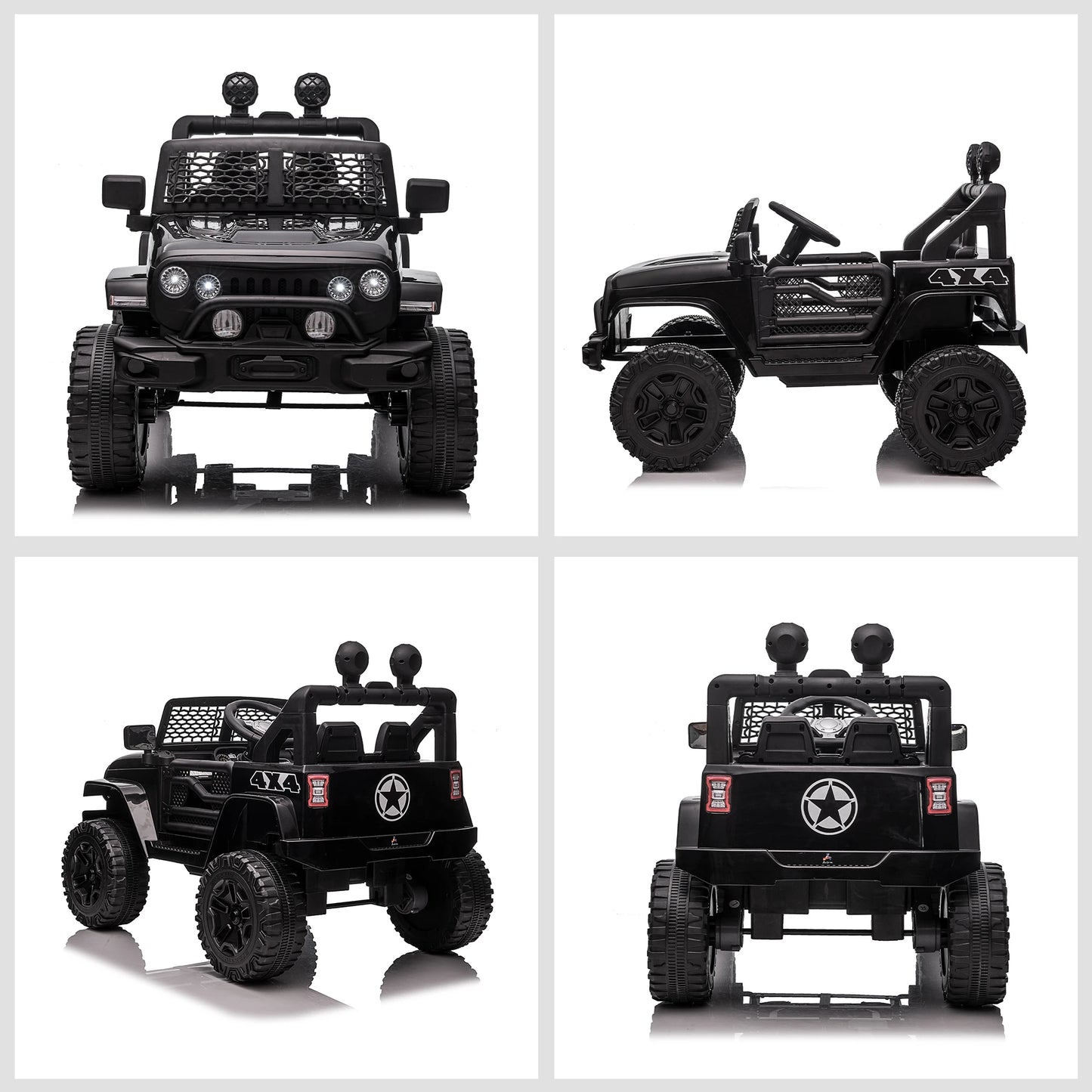 12V Battery Powered Kids Ride on Car Off Road Truck Toy W/ Parent Remote, Black
