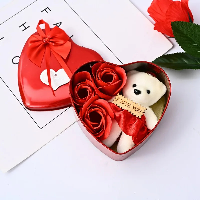 Valentine's Day Bear Soap Rose Gift Box
