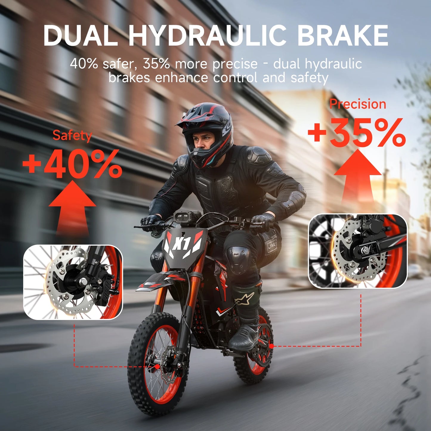 Electric Dirt Bike for Adults Teens 4500W Peak 60V 28.8Ah Battery Up to 60 Miles 50MPH Electric Motorcycle 14"/12" Fat Tire Mountain Off Road E-Bike