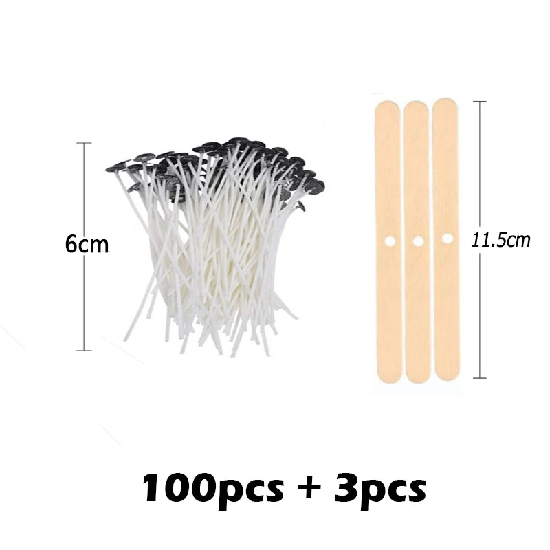 Multiple Sizes Waxed Cotton Thread Candle Wick 100pcs/set Smokeless Wick & Holder