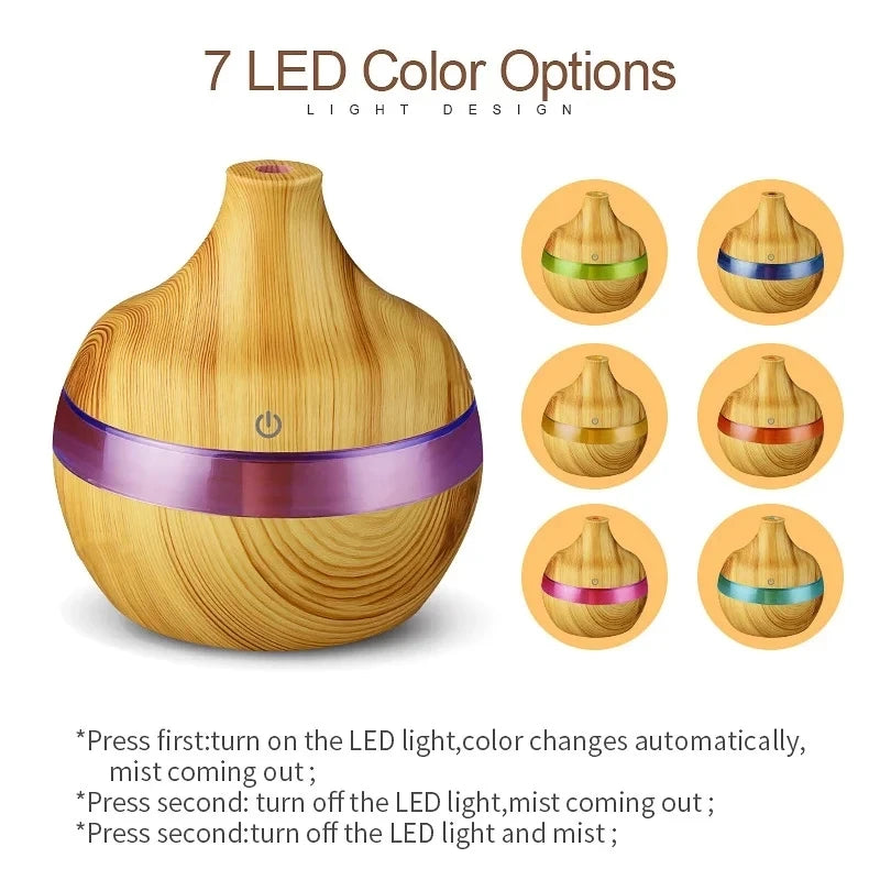 Compact USB Aroma Diffuser & Humidifier with LED Night Light