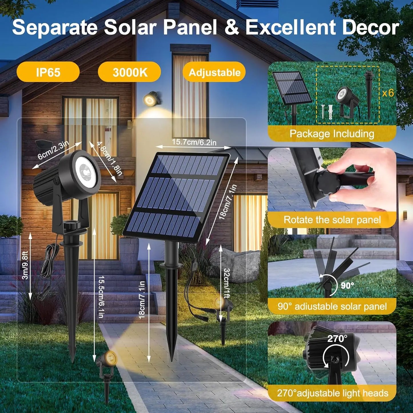1/2/4/6 LEDS Solar Spotlight Outdoor Garden Wall Lamp