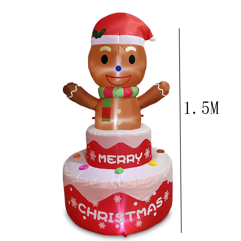12 Foot Giant Christmas Inflatable Gingerbread Man with Candy Cane LED Lights Yard Home Party Decor