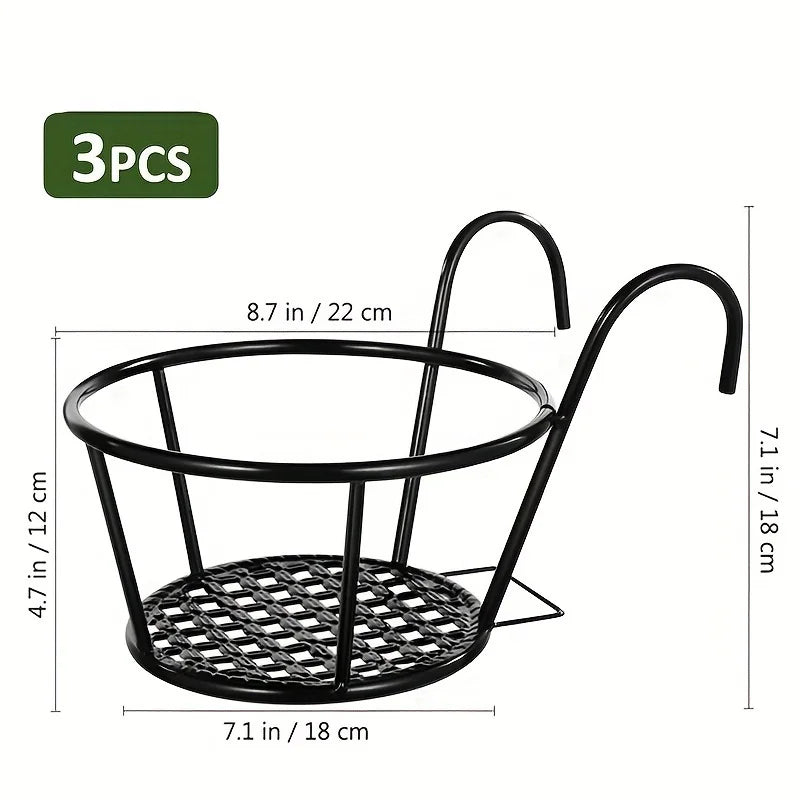 Wrought Iron Balcony/Fence Hanging Plant Basket