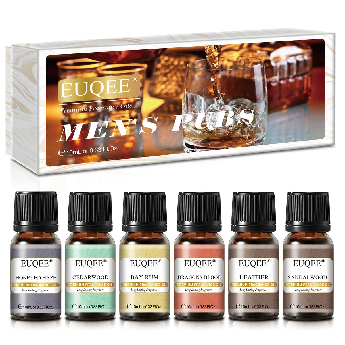 EUQEE 6pcs Aromatherapy Fragrance Oil Set-10ml Aroma Reed Diffuser Oils For Candle Making, Humidifier, DIY Perfume, Oil Burner