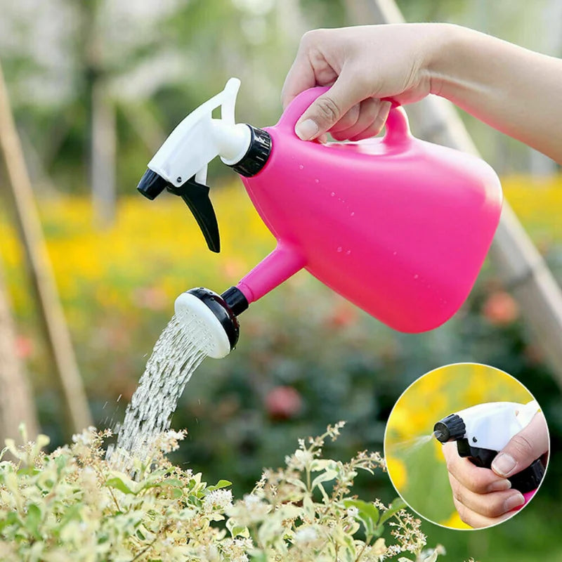 2 In 1 Plastic Watering Pressure Spray Water Kettle/Adjustable Sprayer 1L