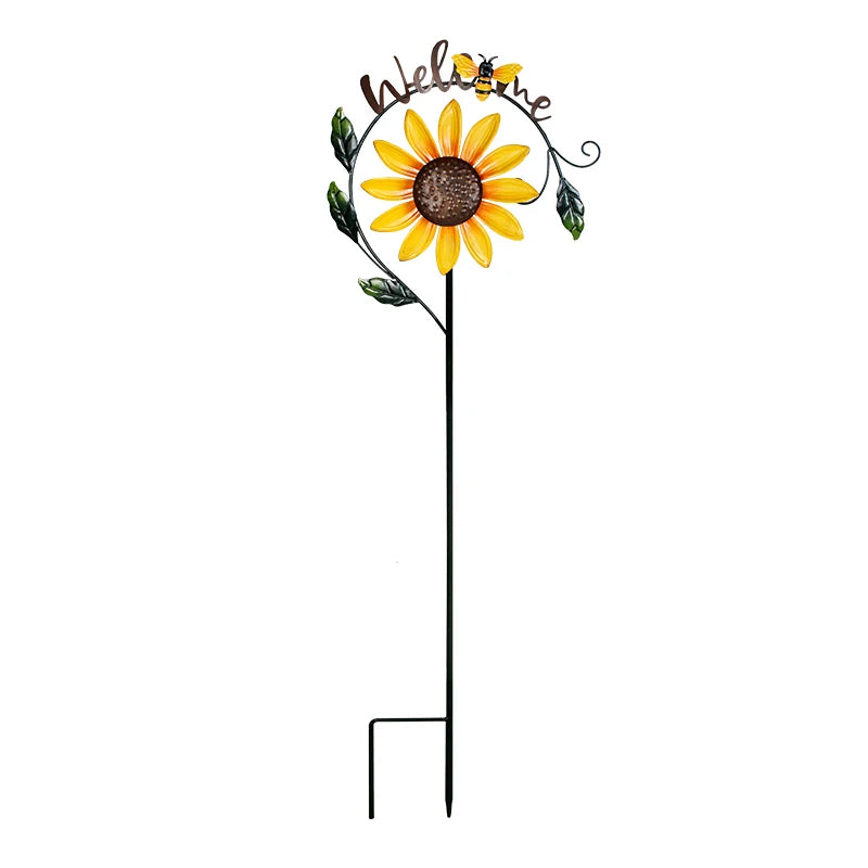 Wind Spinner With Stake, Standing Bee Sunflower Pinwheel