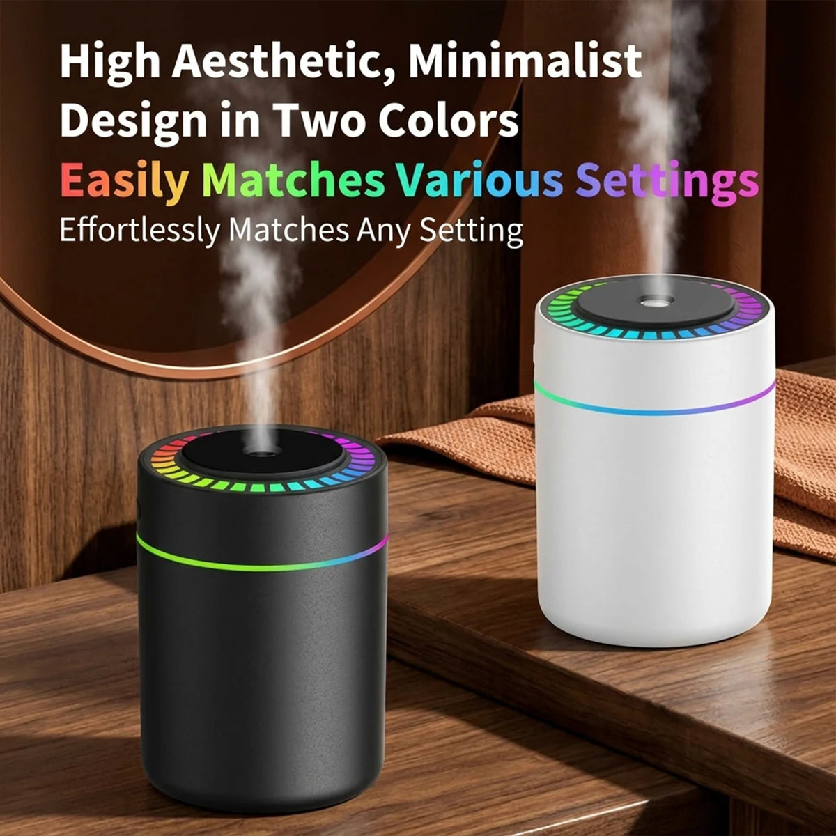 RGB Mini Air Humidifier 180ML Aroma Diffuser Essential Oil USB For Car Home Bedroom