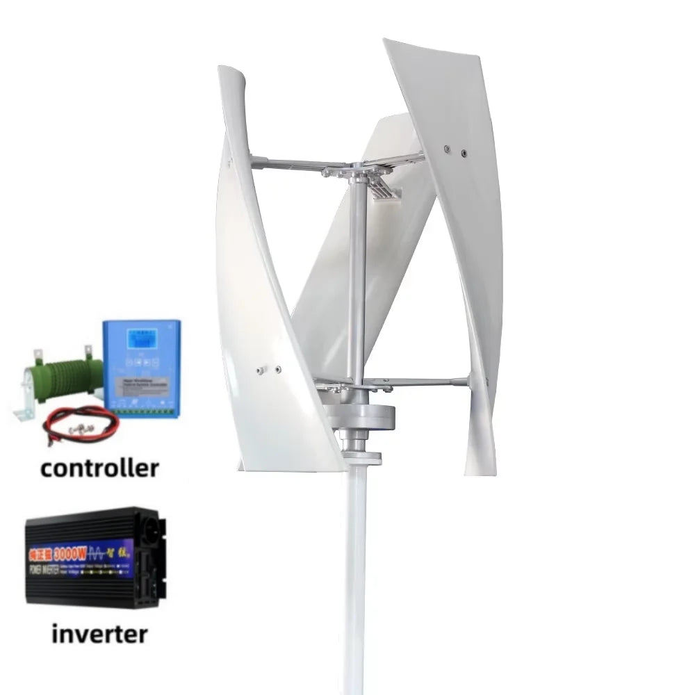 2000W Vertical Axis Wind Turbine Generator Kit 48V Windmill with 220V AC Output Complete Set Controller And Inverter