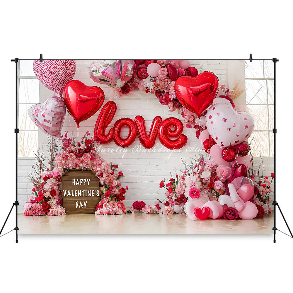 Valentines Day Backdrops Child Baby Photo Props Adult Kids Decors Heart-Shaped  Balloons Photography Studio Backgrounds