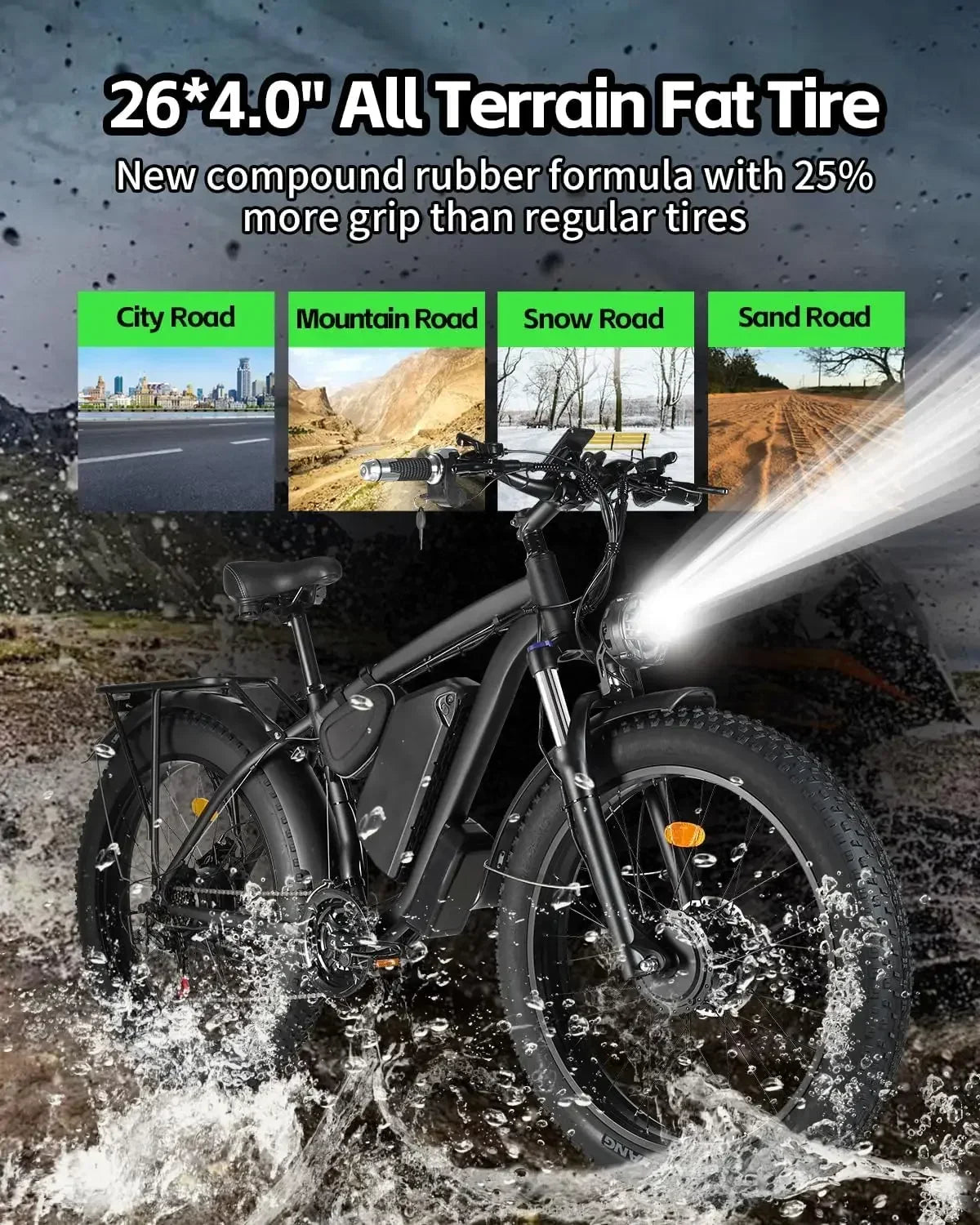 Adult 2000W Dual Motor 26 inch tire All terrain Hydraulic brake multi-function E-bike
