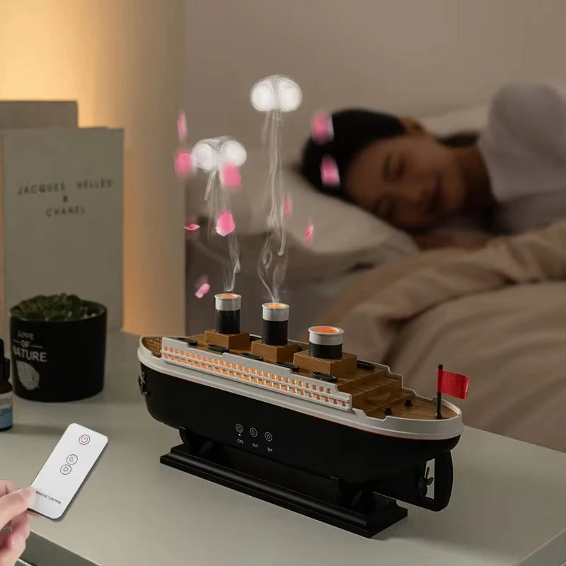 Titanic Ship Air Humidifier 250ml Remote Control Essential Oil Jellyfish Smoke rings and more