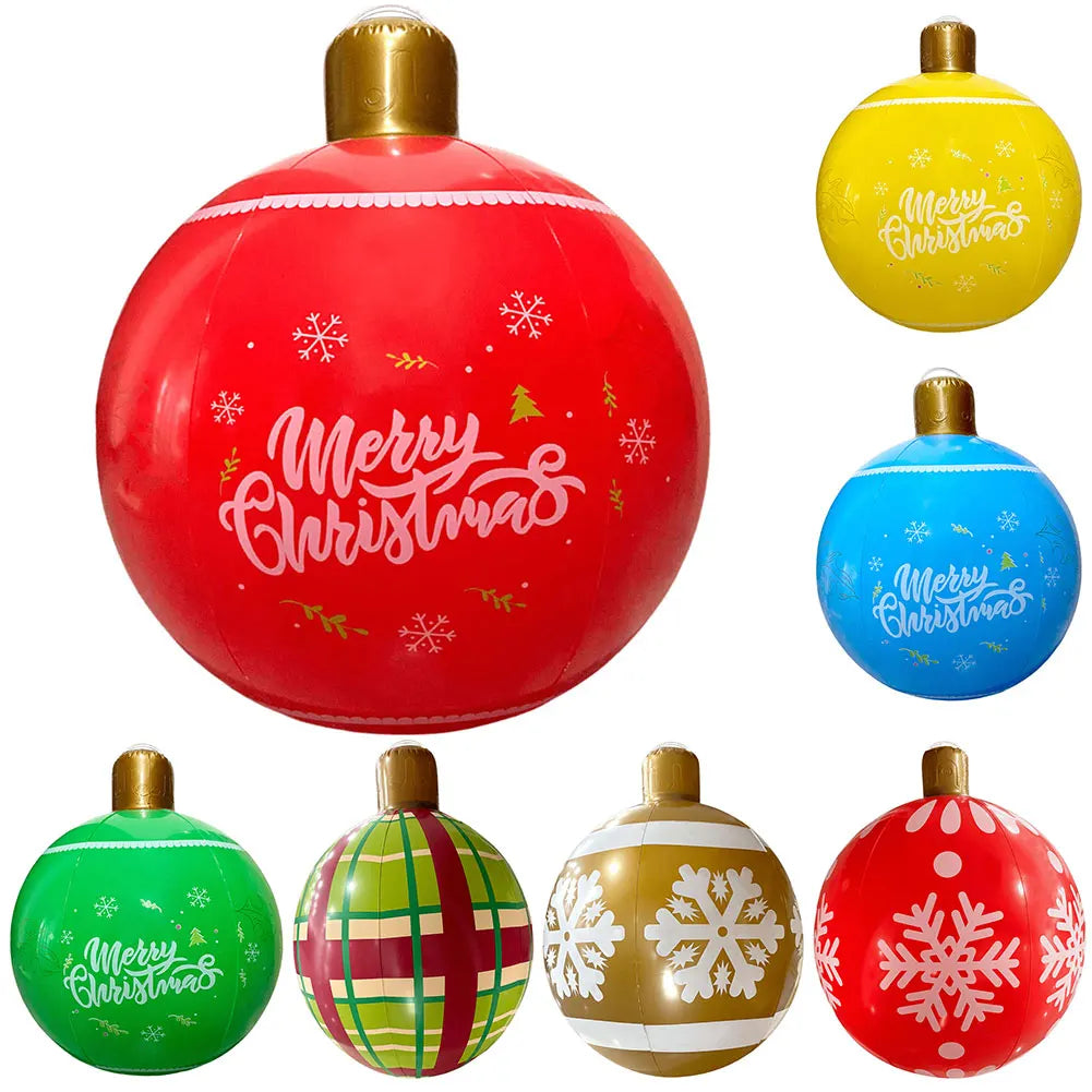 60CM PVC Christmas Inflatable Ball Giant Big Decorated Gifts Christmas Ball Decorations