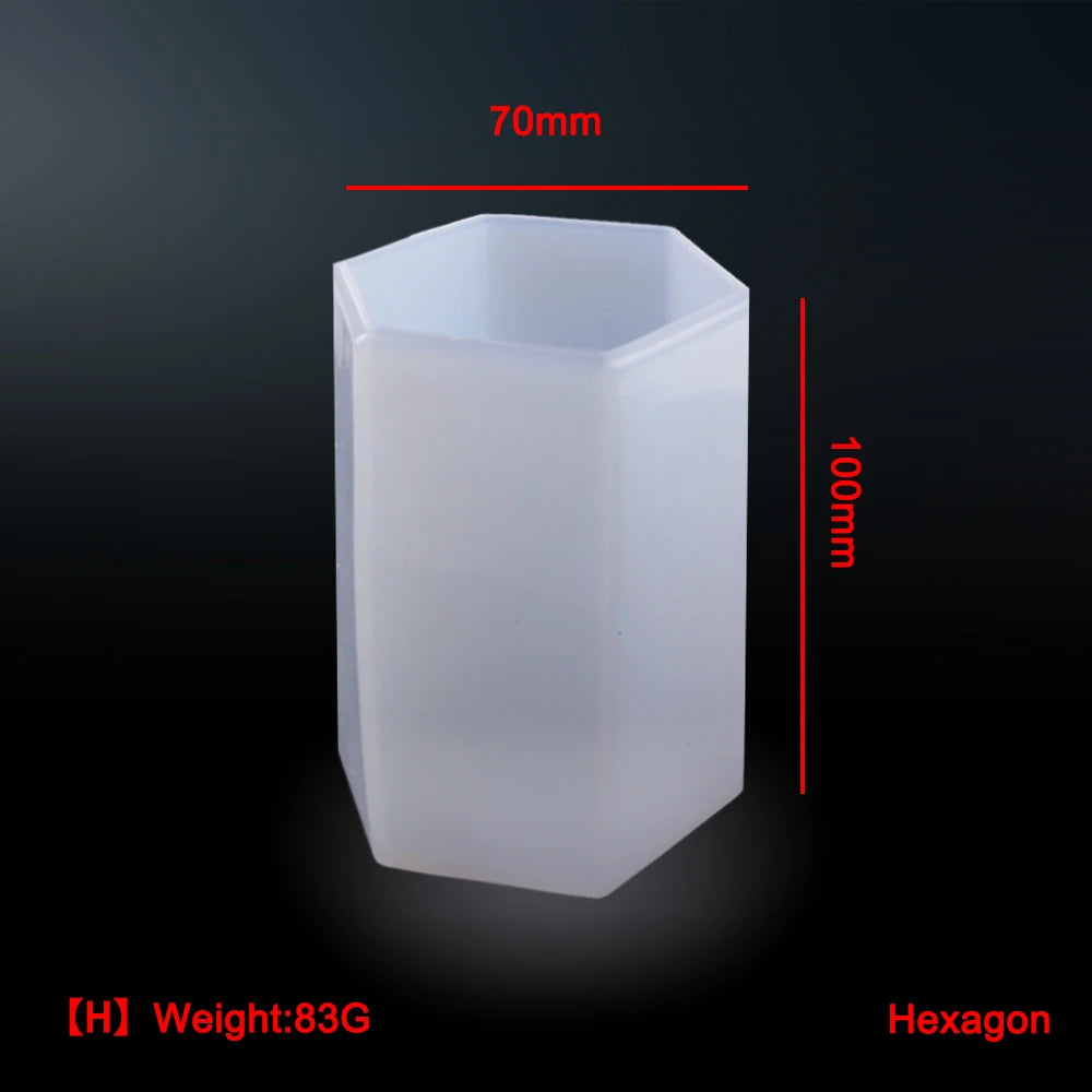 1PC 10 Style Cylindrical Hexagon Silicone Mold DIY Epoxy Resin Casting Mould