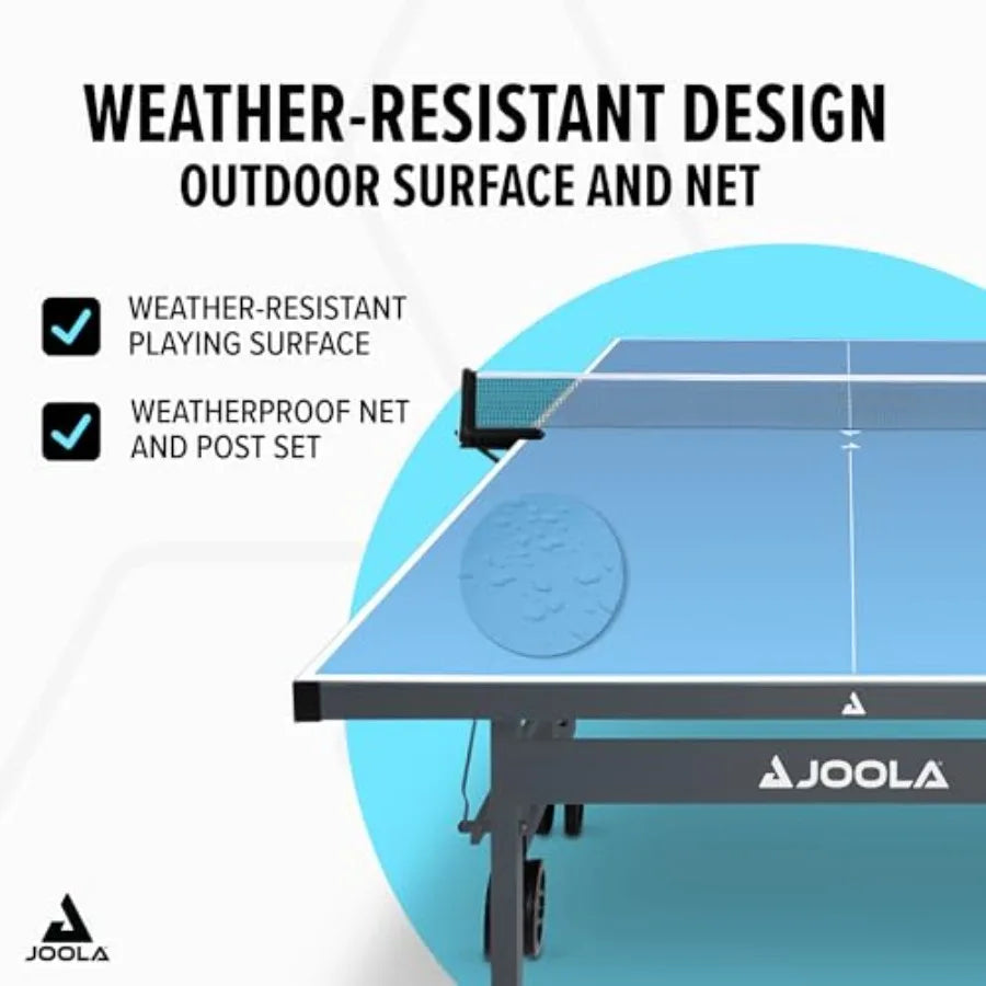 Outdoor Ping Pong Table with Water-Resistant Net Set Quick Assembly All-Weather Aluminum Composite Surface Tournament Quality I