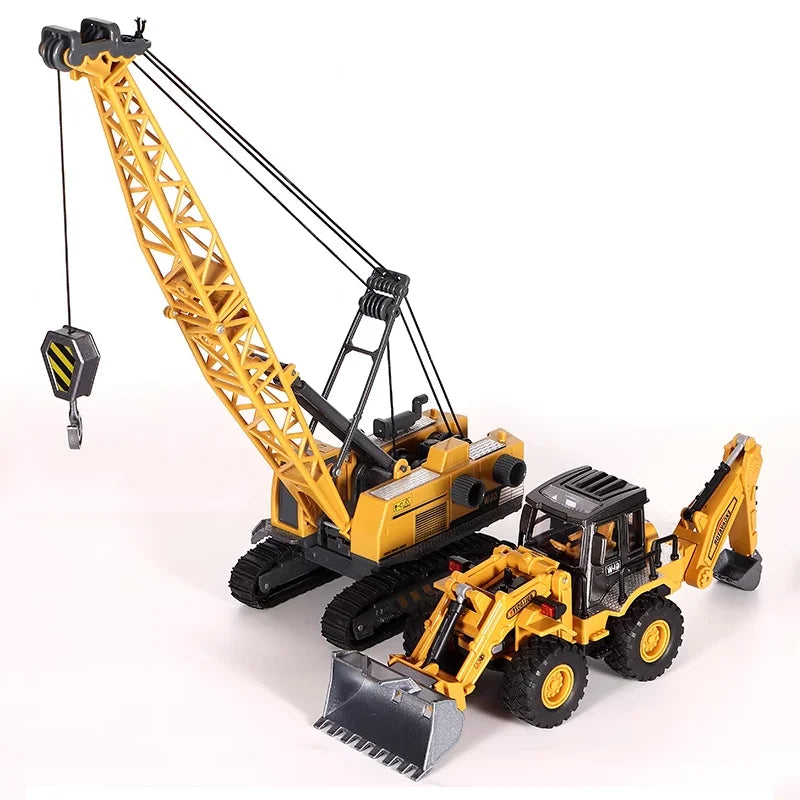 Engineering Diecast Toys for Boys Alloy+Plastic Tractor Excavator Backhoe Crane Bulldozer Kids Truck Children Vehicle Model Gift
