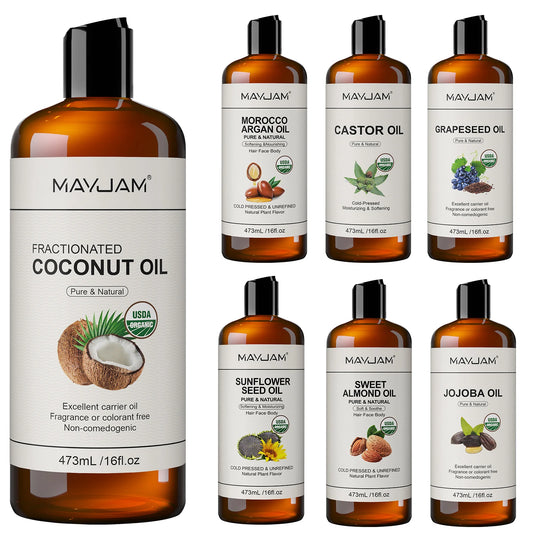 USDA Organic Coconut Oil for Skin Face Hair Cold-Pressed Oil for Massage Moisturize
