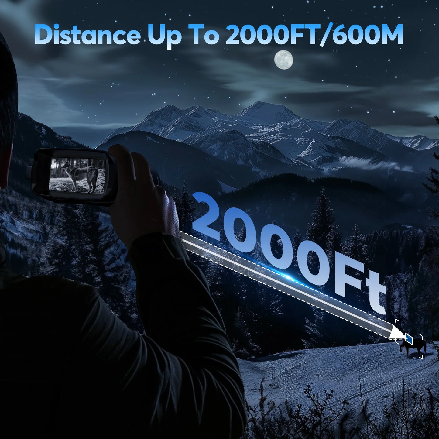 4K Night Vision Binoculars 32GB Infrared Night Vision Goggles 3” Large Screen 8X Digital Zoom Tactical Light