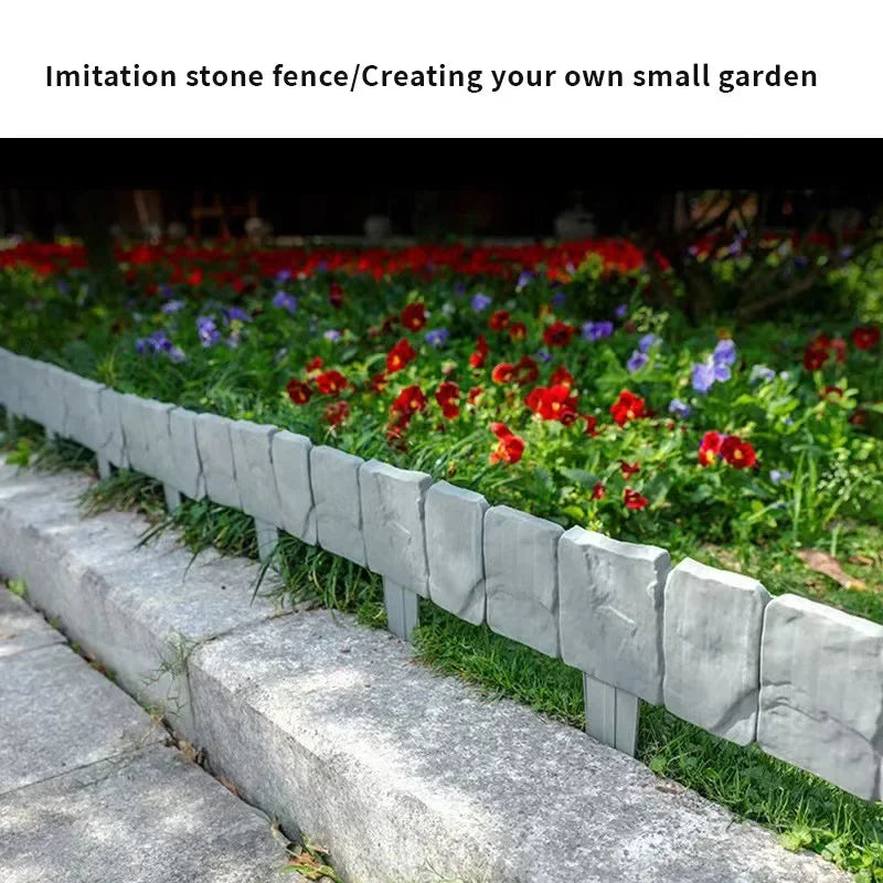 10pcs locking Plastic Fence Imitation Stone Garden Barrier