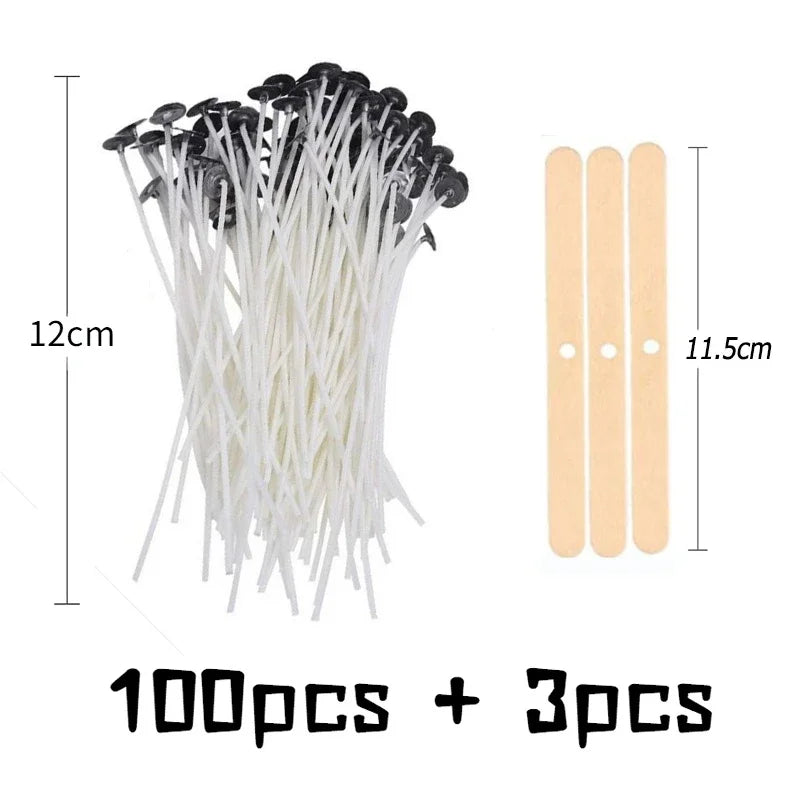 Multiple Sizes Waxed Cotton Thread Candle Wick 100pcs/set Smokeless Wick & Holder