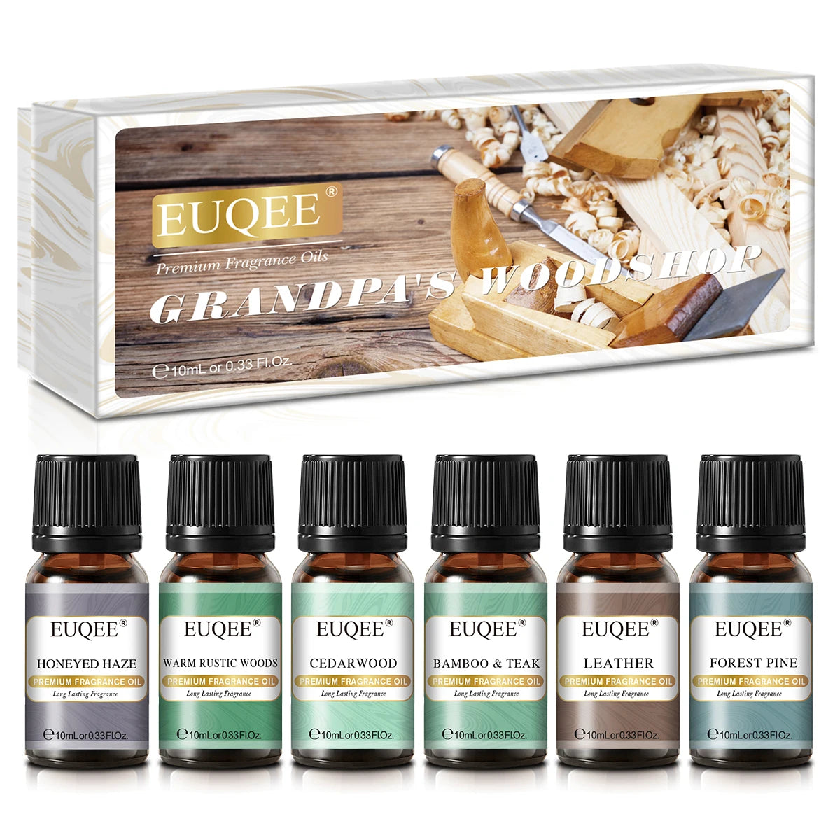 EUQEE 6pcs Aromatherapy Fragrance Oil Set-10ml Aroma Reed Diffuser Oils For Candle Making, Humidifier, DIY Perfume, Oil Burner