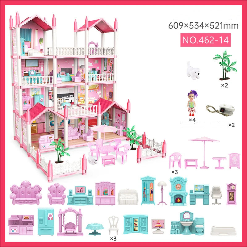 3D DIY Dream Princess Castle Villa Assembly Toy Doll House Set