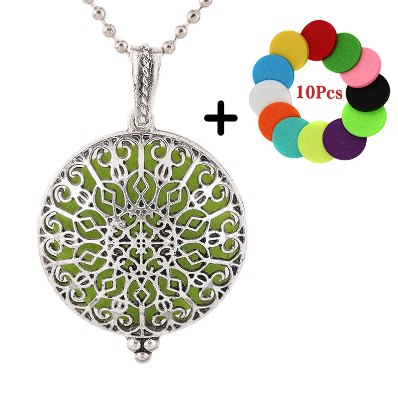 Popular Design Fashion Aromatherapy Locket Necklace Perfume Essential Oil Diffuser