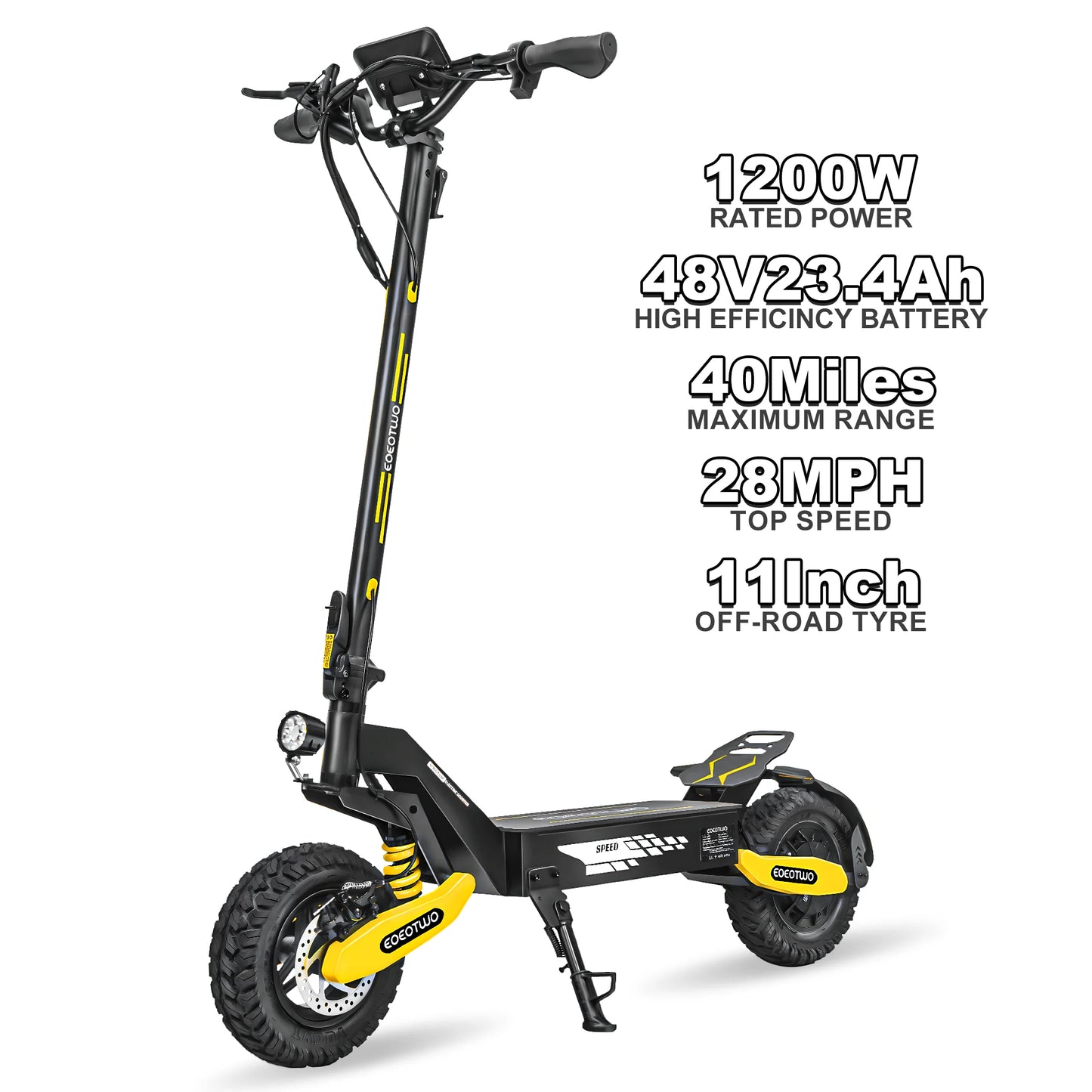 1200W Off Road Electric Scooter for Adults 48V Long Range E-Scooter 30MP 11" Tires