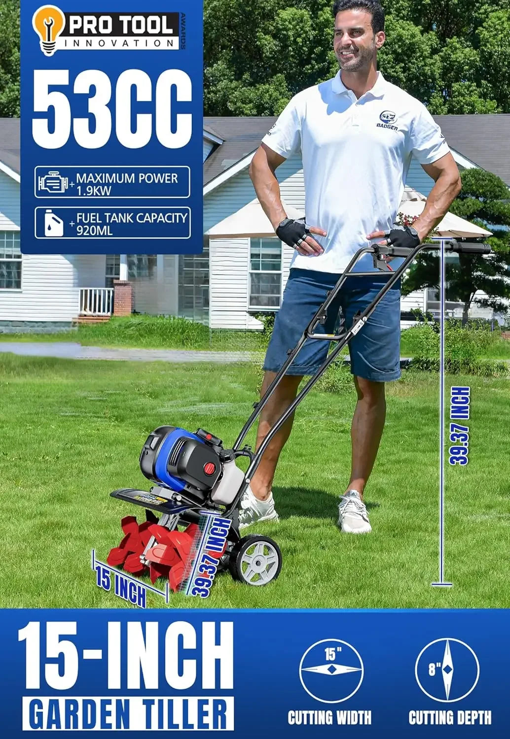 Garden Tiller Cultivator Tool Lawn Field Soil Tilling