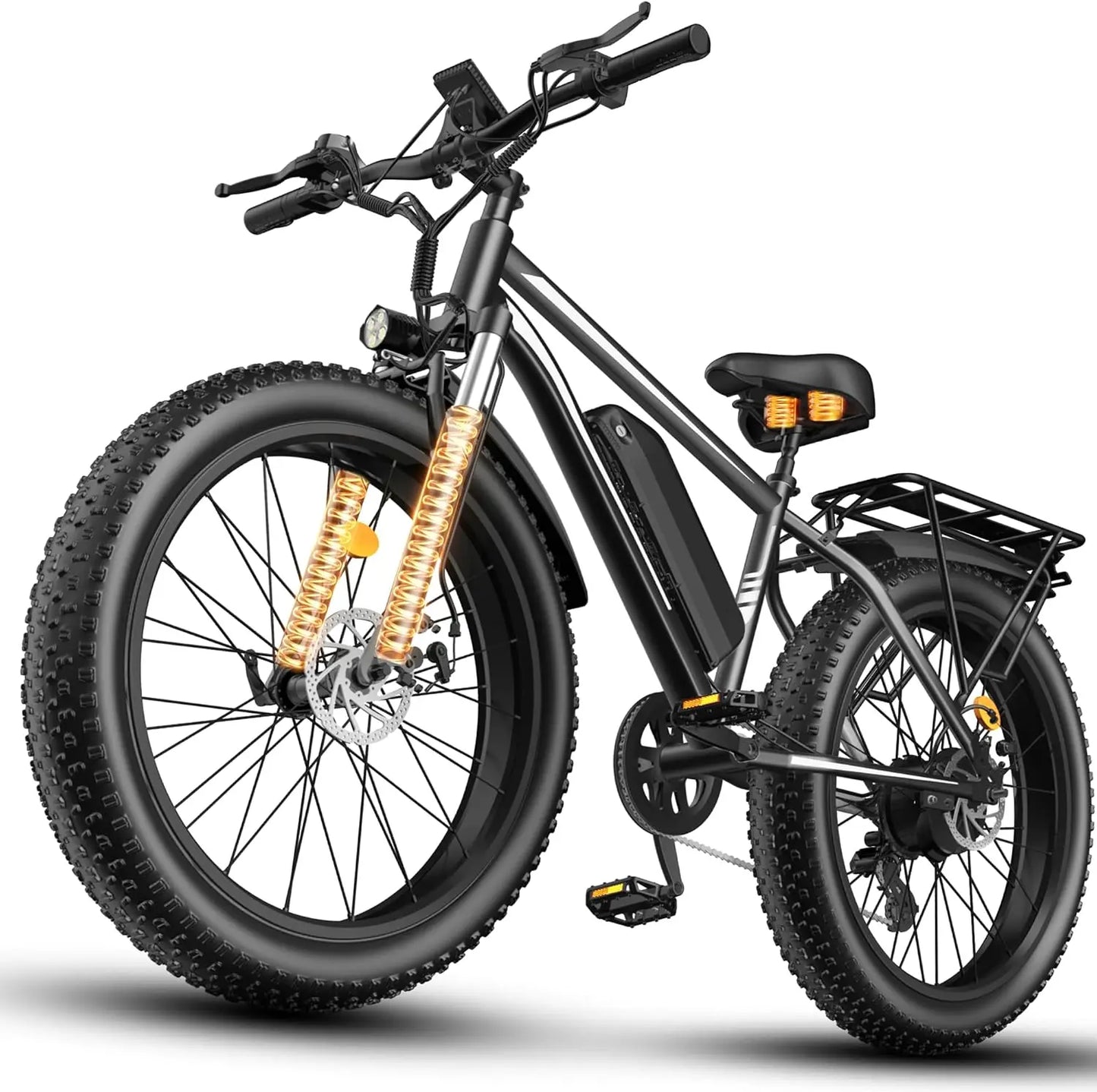 Peak 1500W Electric Bike High Speed 32MPH 48V 15Ah Battery 26'' Fat Tire Ebike Mountain Bicycle Off-Road Snow Bike for Adults