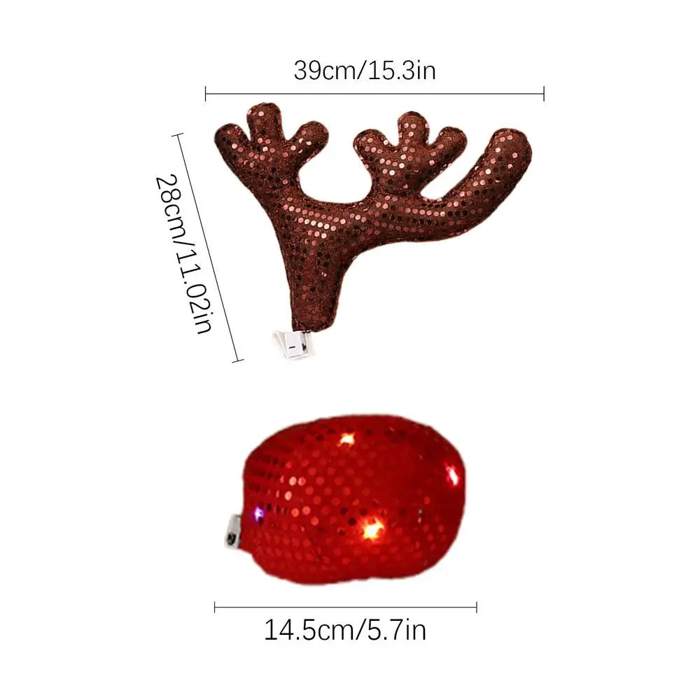 Reindeer Car Decor Cute Funny Waterproof Nose Antlers Kit Vehicle Accessories