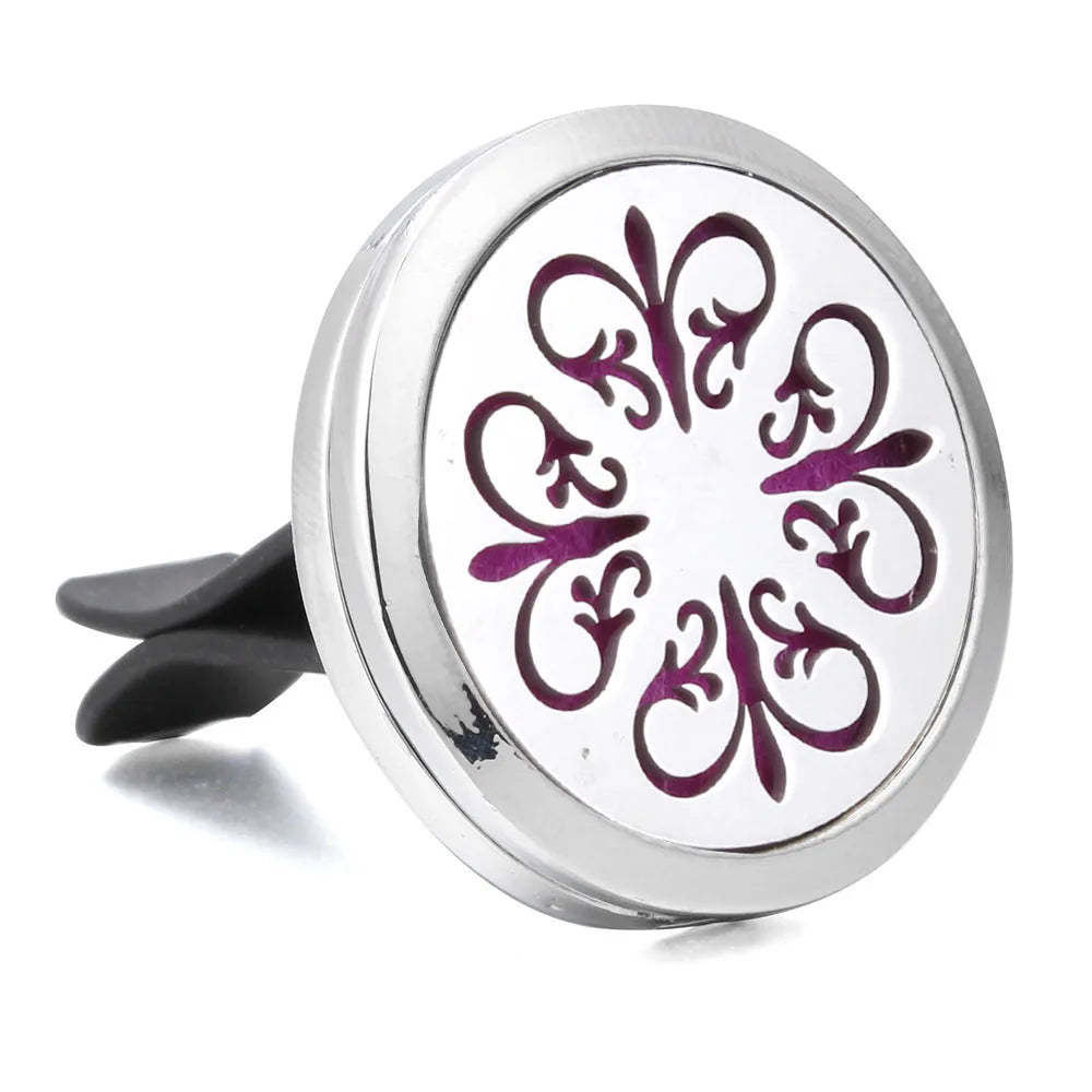 Essential Oil Diffuser Stainless Steel Magnetic Car Air Freshener Vent Clip + 1pcs Pad