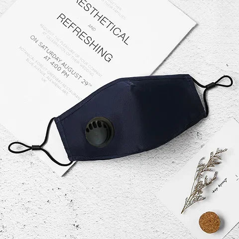 Cotton Face Mask with Breathing Valve Filter Reusable Washable