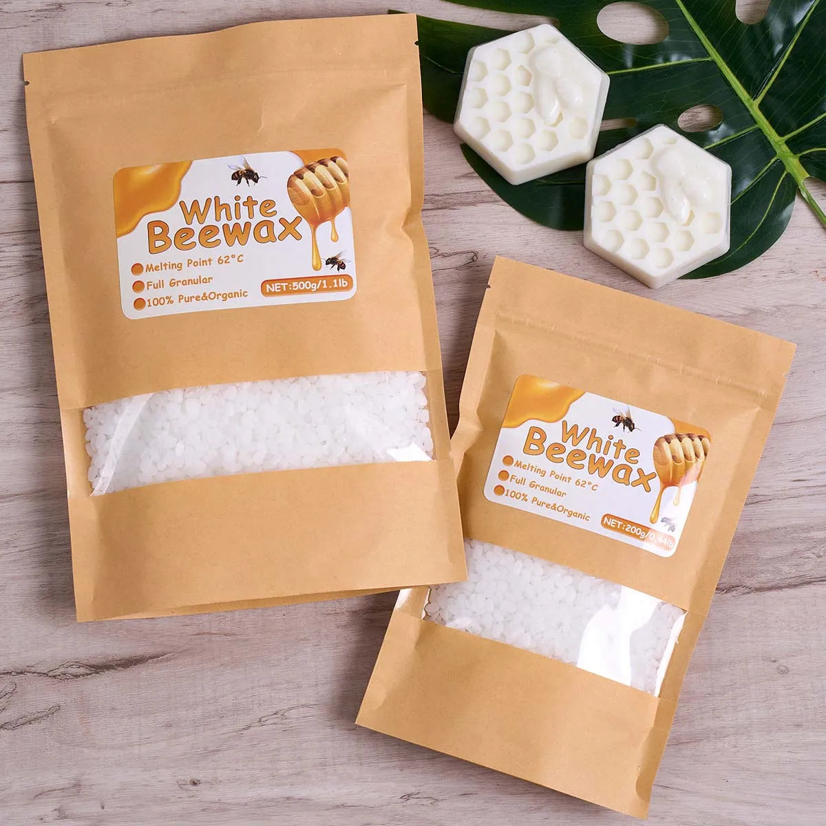 1000g White Beeswax DIY Candle Making Meterial Pure Natural Granular Bag