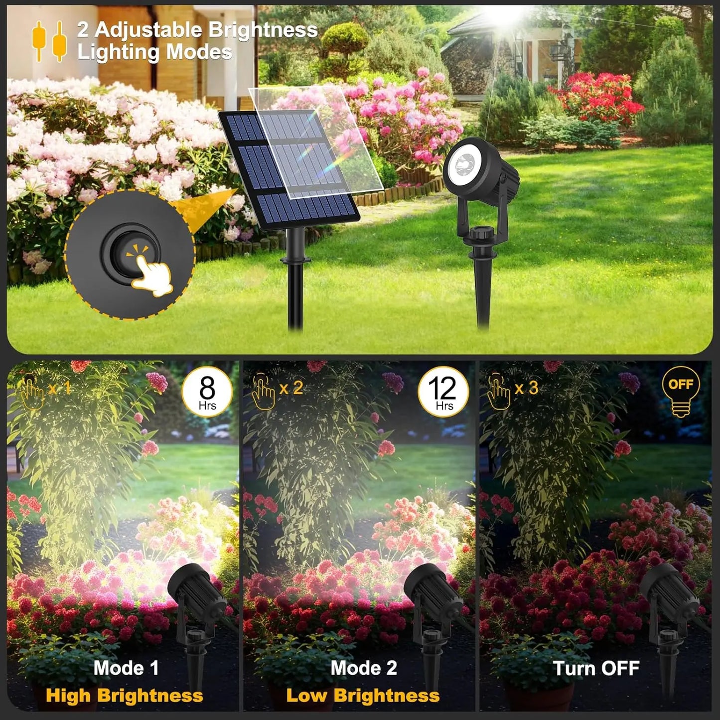 1/2/4/6 LEDS Solar Spotlight Outdoor Garden Wall Lamp