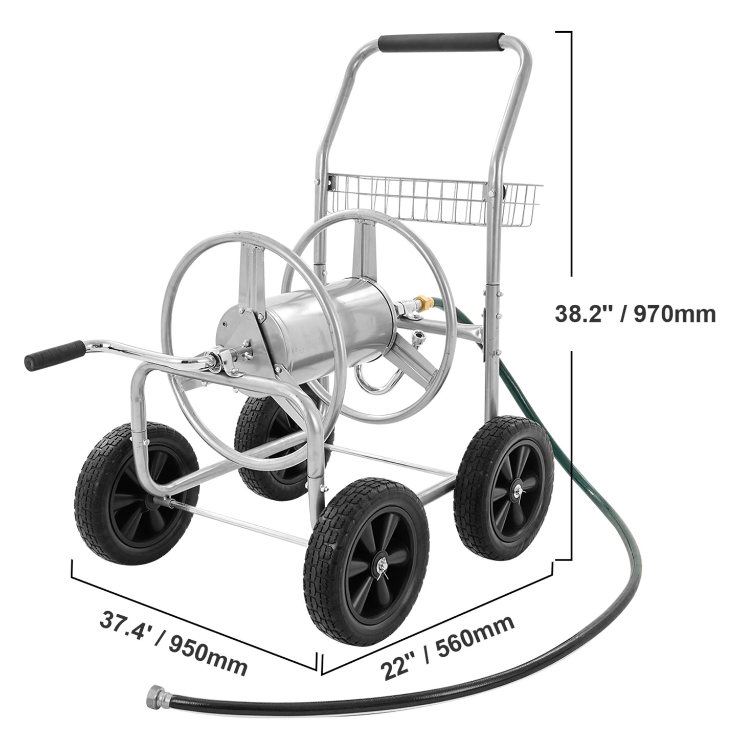 SucceBuy Hose Reel Cart Hold Up to 300 ft of 5/8’’ Hose Garden Water Hose Carts