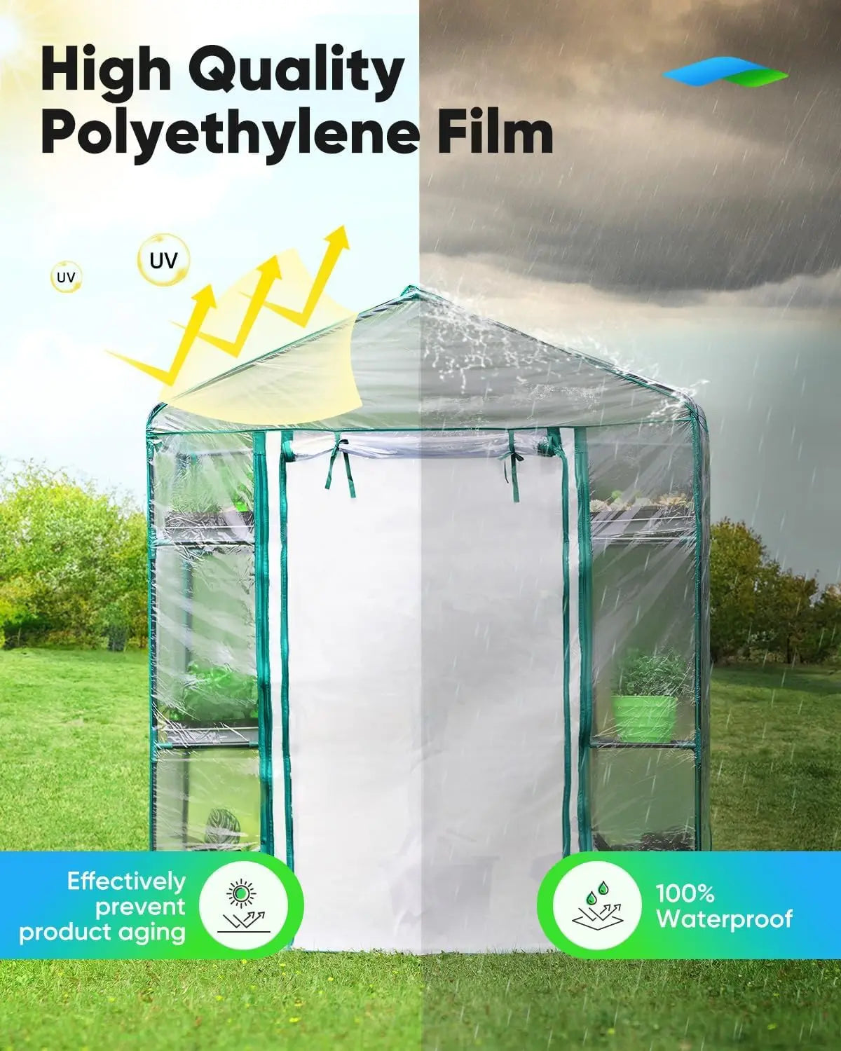 Large Outdoor Greenhouse For Gardening Metal Frame Easy Assembly