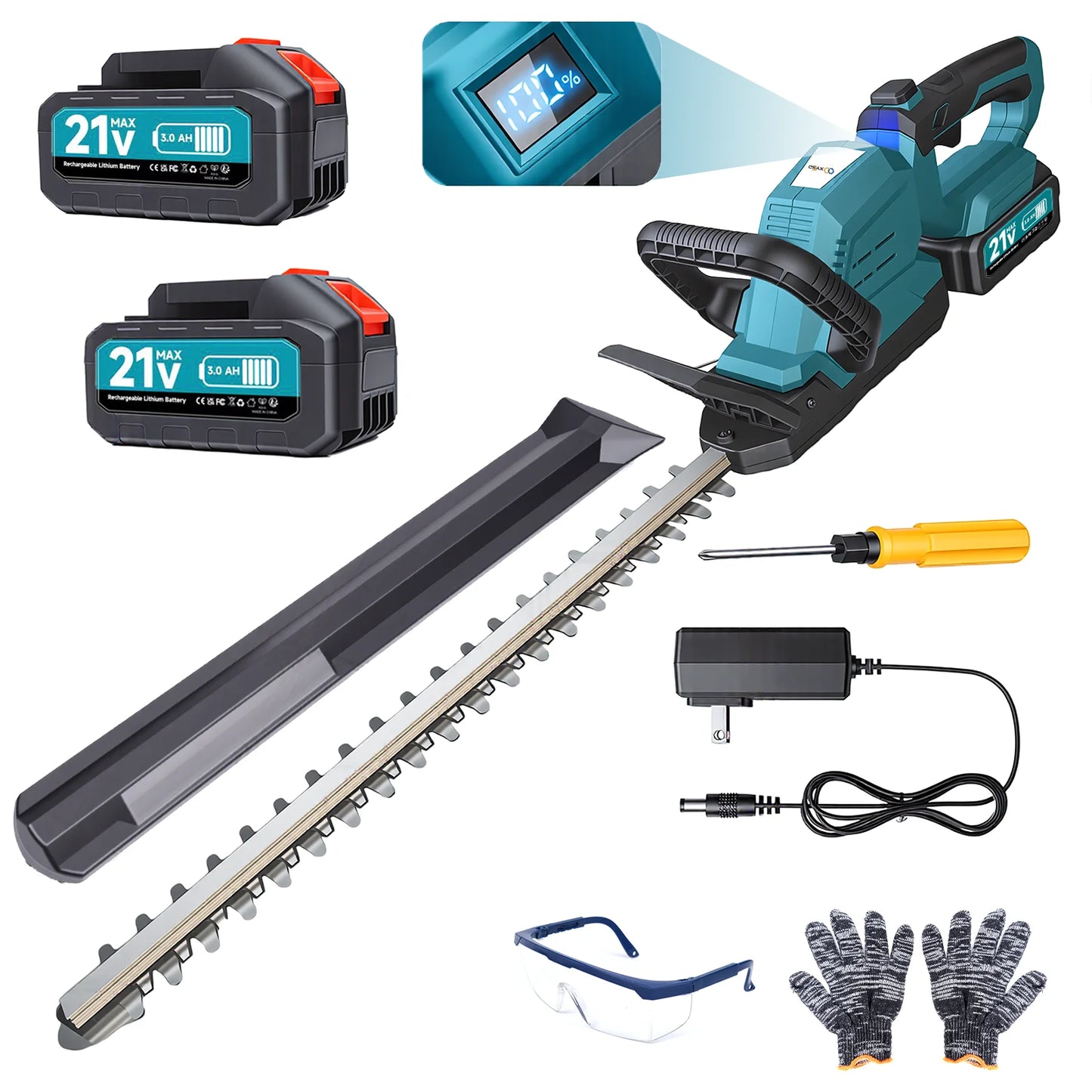 XYSD 20'' Hedge Trimmer Cordless, 3000rpm Electric Hedge Trimmer, with Battery, 180° Rotatable Head for Yard, Garden, Lawn Care