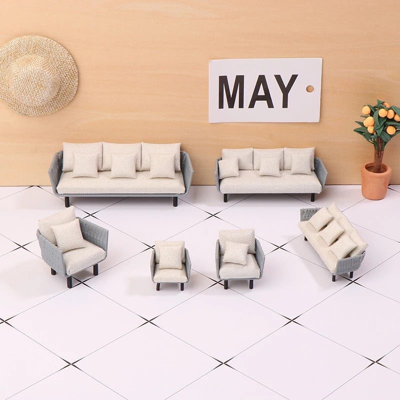 Dollhouse Miniature Furniture, Pretend Play Toy, Sofa Model for Children's Photo Props.