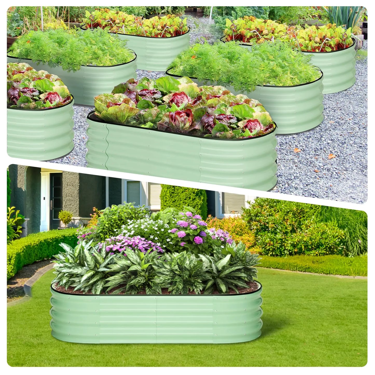 2-Pack Oval Galvanized Steel Raised Garden Bed