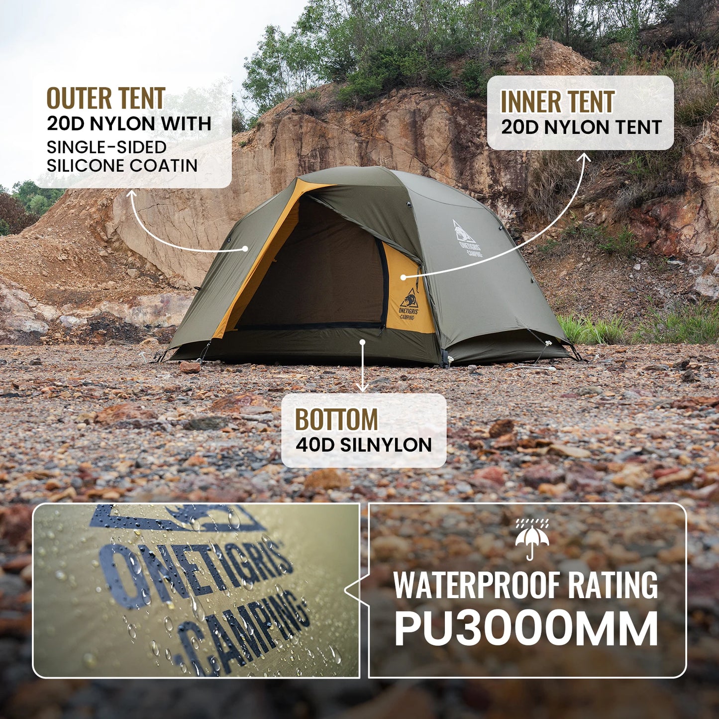 OneTigris Stella Camping Tent 4 Season 2 Person Tourist Tents Lightweight Double Layer