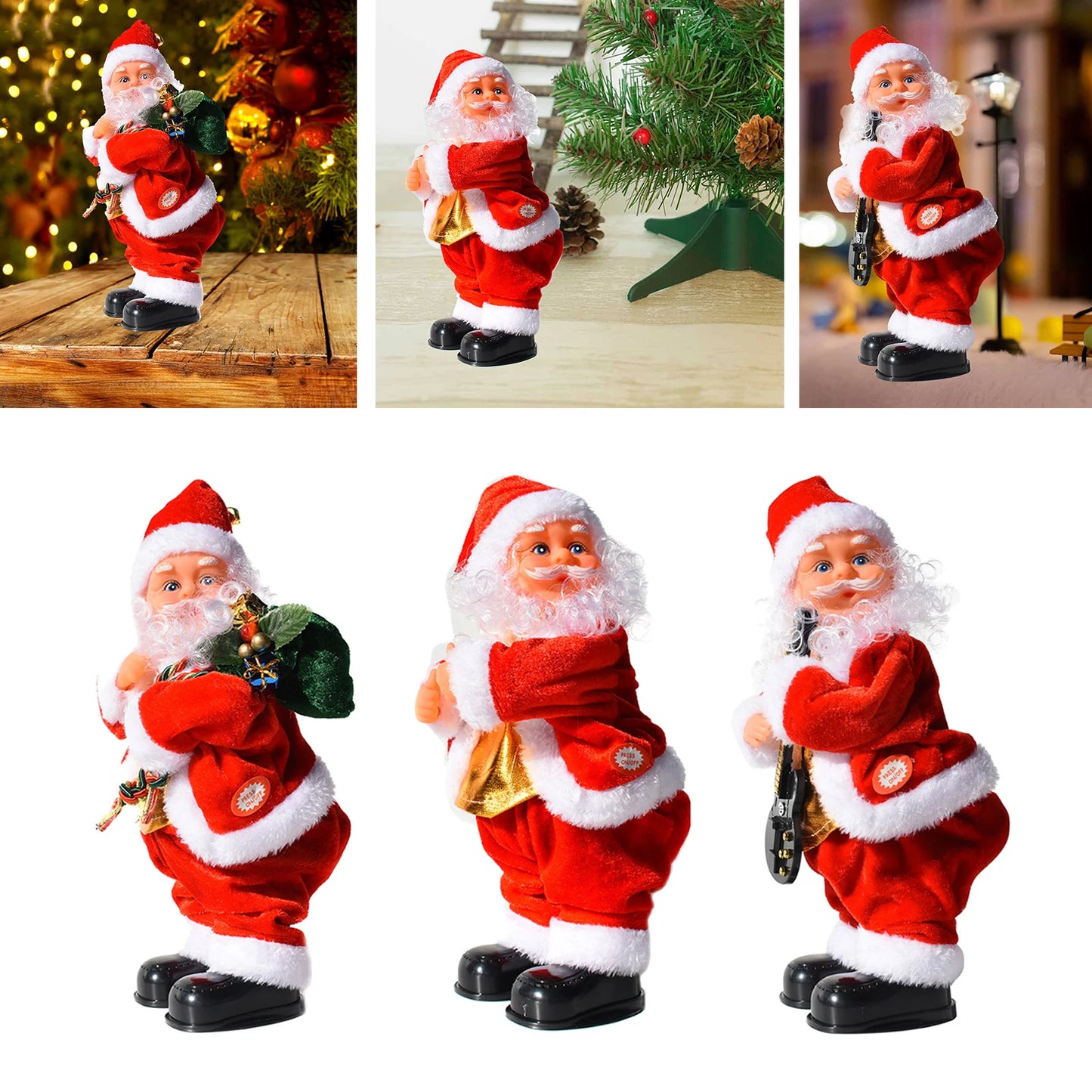 Music Electric Santa Claus Doll Twisted Hip Ornament Kids Xmas Toy for Christmas