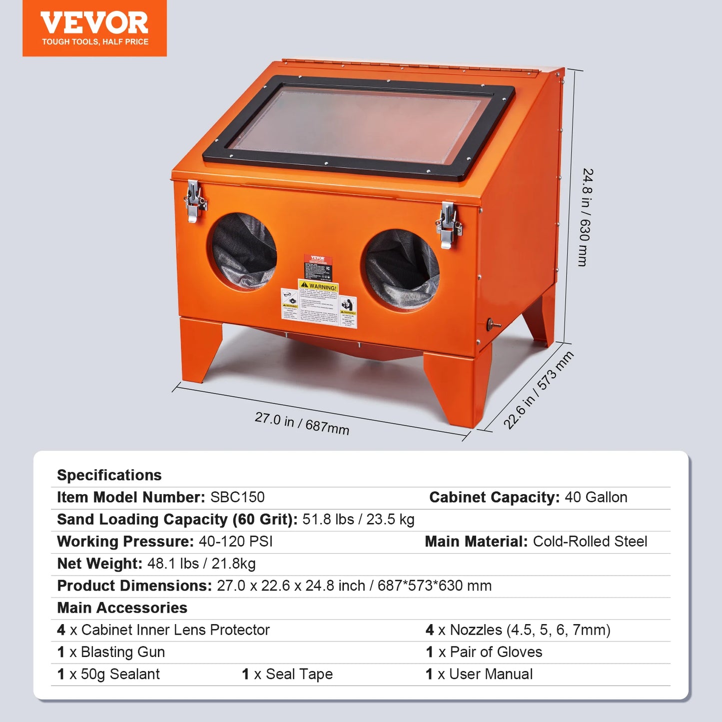 SucceBuy 25/40/60Gallon Sandblasting Cabnet